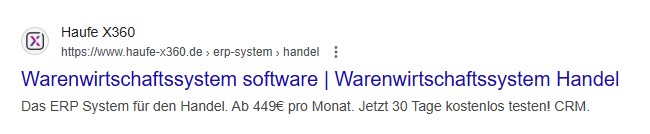 Haufex360 B2B Google Ads Anzeige