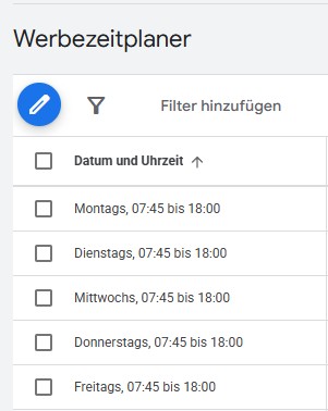 Google Ads Werbezeitplaner